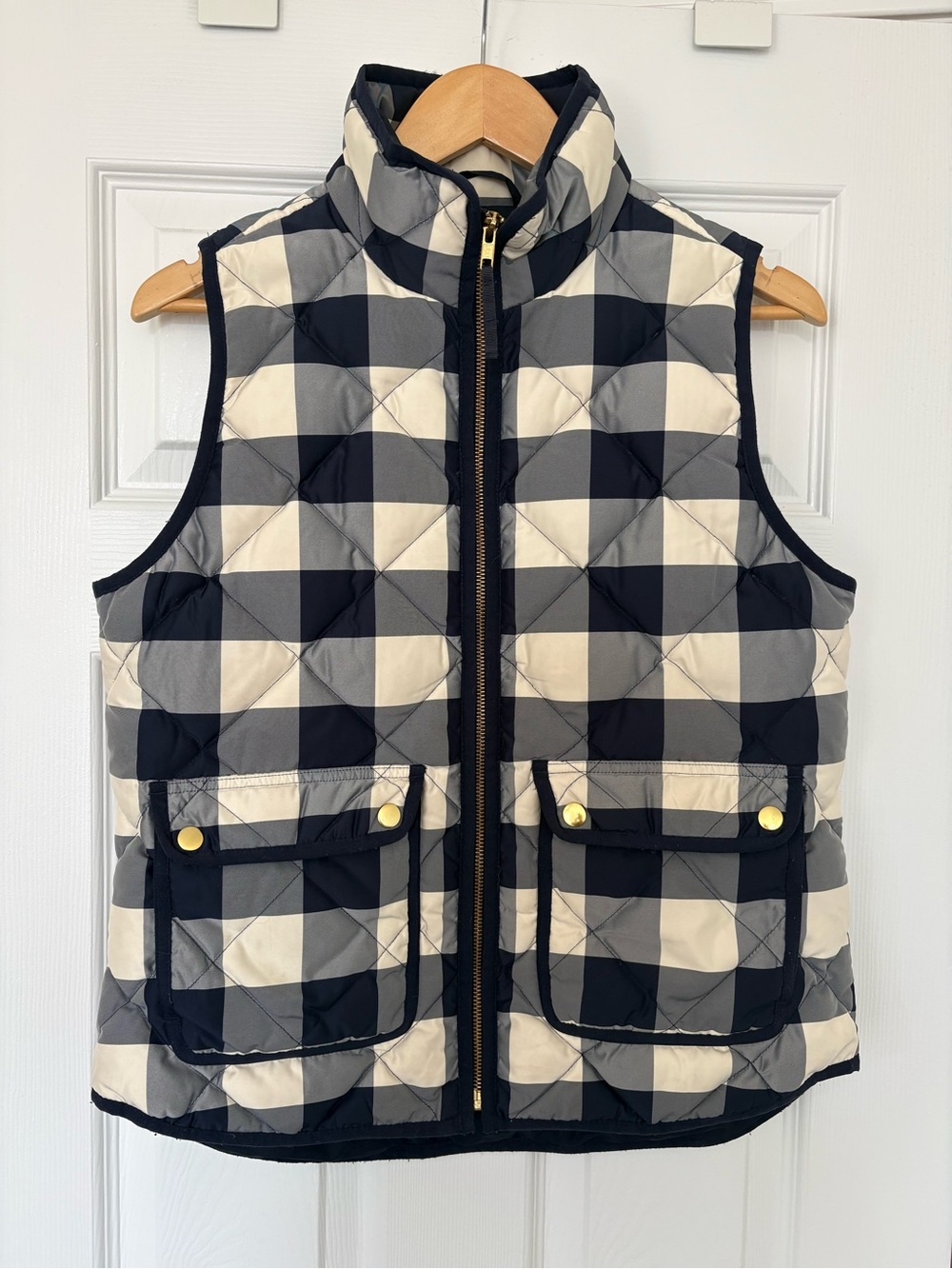 Blue & Cream Buffalo Check Quilted Vest